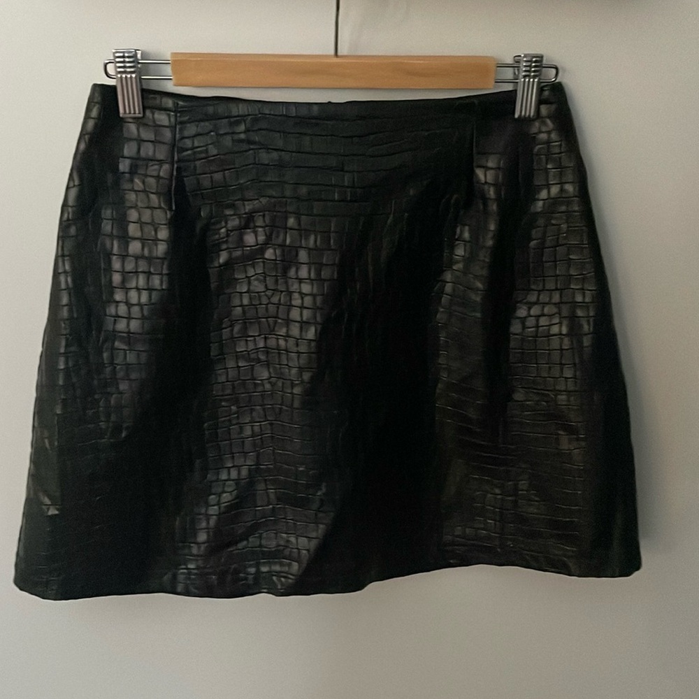 Dynamite Reptile Skin Textured Faux Leather Mini Skirt